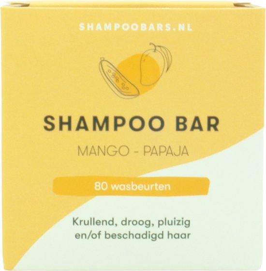 Shampoo Bar Mango Papaja voor krullend, droog, pluizig en/of beschadigd