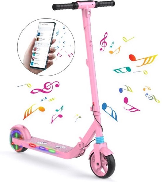Stay-on Kes 1 - Elektrische Step Voor Kinderen Met Bluetooth Speaker En Led Color Lights - Roze - Kes 1 Roze