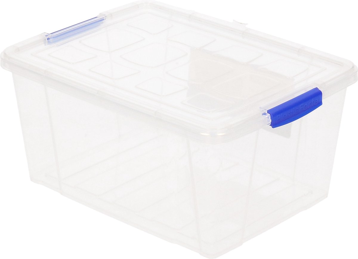 1x Opslagbakken/organizers met deksel 16 liter 40 cm transparant - Opbergbakken - Organizers/opbergbakken - Woonkamer/badkamer spullen opruimen