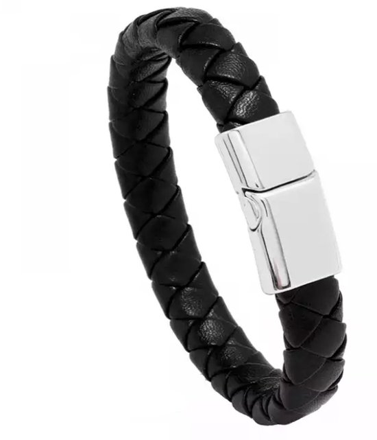 Leren Herenarmband Duo - Zwart/Bruin Leer & Staal | 1 1 Gratis Actie Bij Hewear