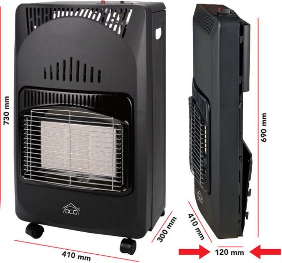 Masko® Gasverwarmer, gasverwarming, warmtekanon, 10 kW bouwverwarming, gaskachel, warmtestraler, heteluchtgenerator, incl. gasslang en drukregelaar, verwarmingsventilator voor standaard gasflessen