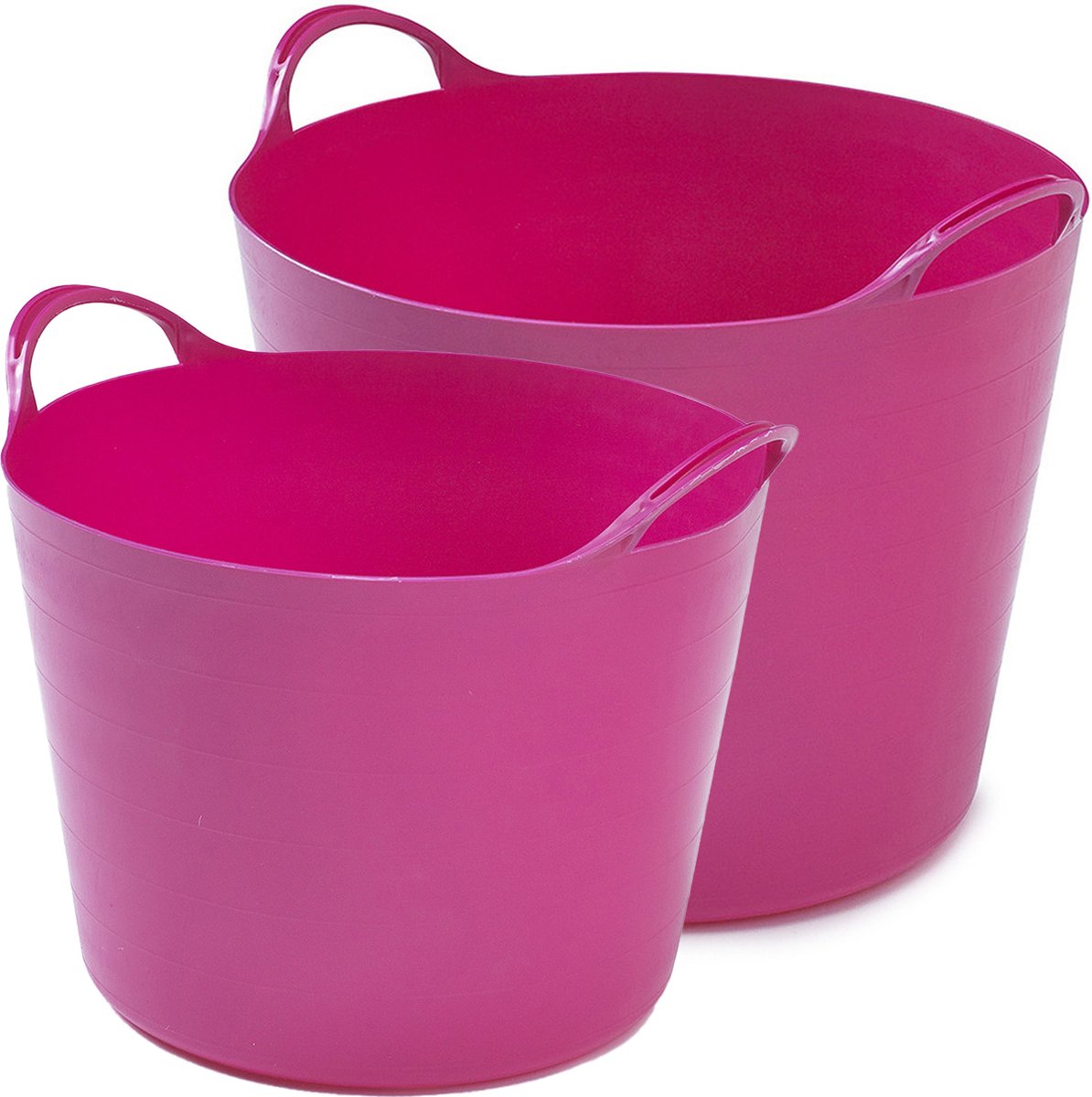 Whitefurze Flexibele emmers - 2x stuks - 14 liter en 26 liter - roze