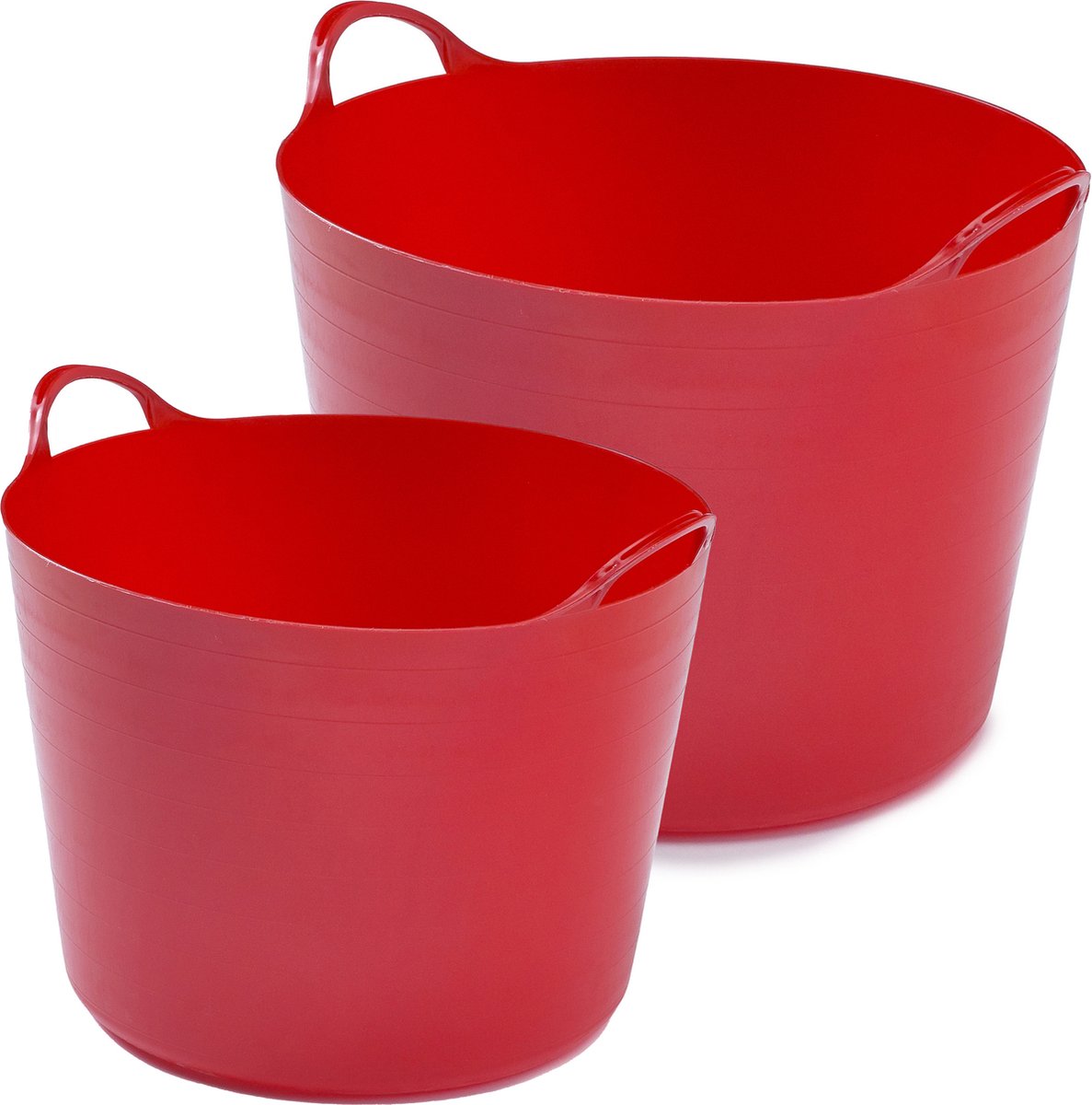 Whitefurze Flexibele emmers - 2x stuks - 14 liter en 39 liter - rood