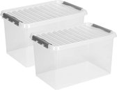 Sunware Opslagboxen met deksel - 2x stuks - 62 L - 60 x 40 x 34 cm