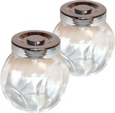 Kruidenpotjes - 2 stuks - transparant - glas - schroefdeksel - 150 ml
