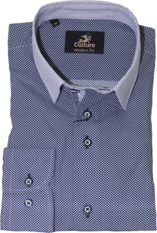 Culture Lange mouw Overhemd - 214516-Modern Blauw (Maat: