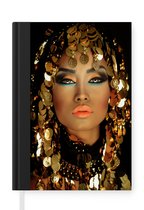 Notitieboek - Schrijfboek - Vrouw - Cleopatra - Goud - Sieraden - Make up - Luxe - Notitieboekje klein - A5 formaat - Schrijfblok