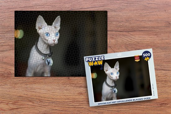 Puzzle Chat Sphynx aux yeux bleus saisissants - Puzzle - Puzzle 500 pièces