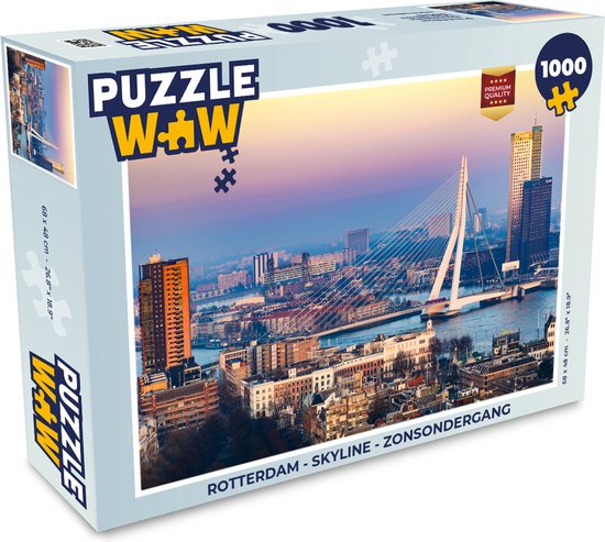 Foto: Puzzel rotterdam skyline zonsondergang legpuzzel puzzel 1000 stukjes volwassenen