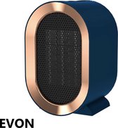 Bol.com EVON BLAUW 2 Elektrische Kachel – Ventilatorkachel – Mini Ventilatorkachel – Uniek - 1200W - Mini Kachel - Heater – Kera... aanbieding