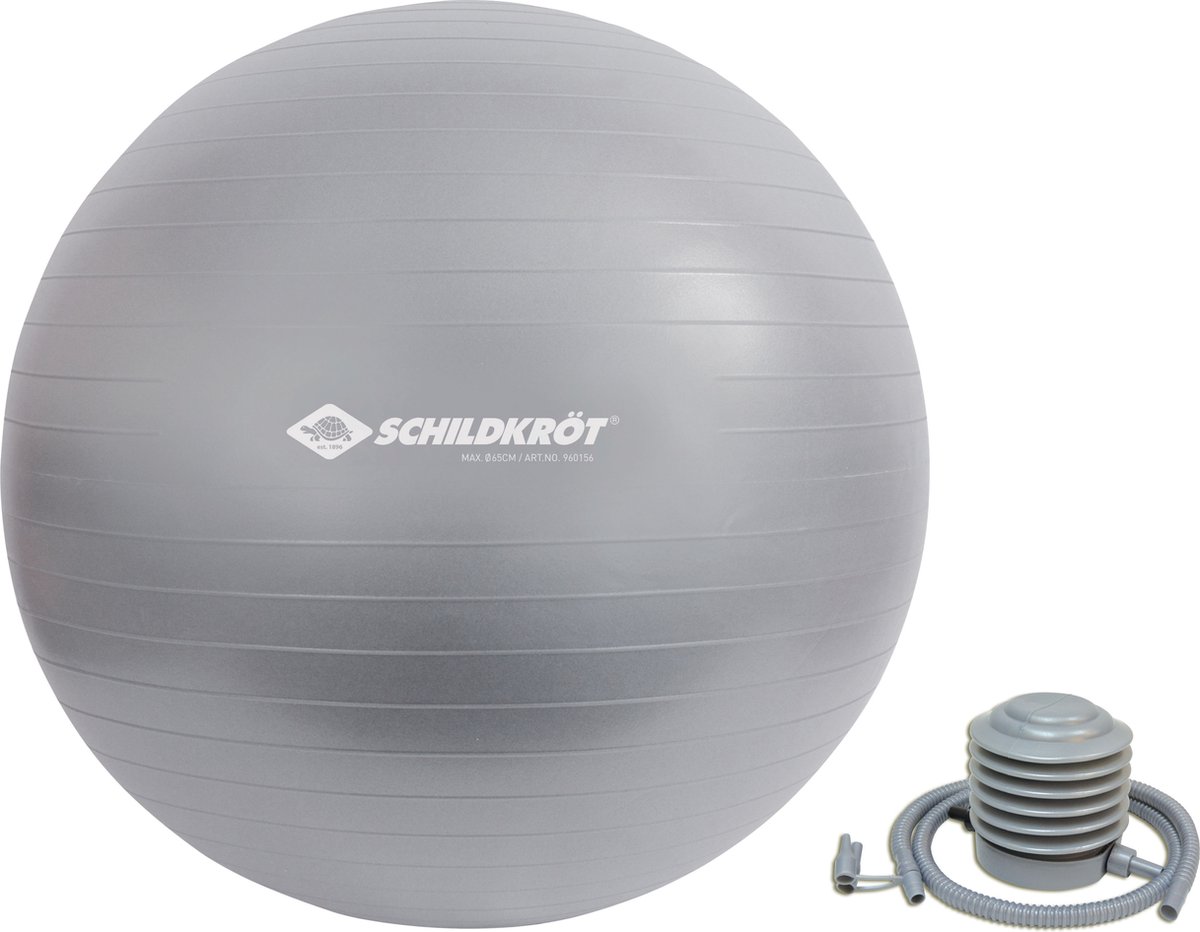 Schildkröt gymnastiekbal / fitnessbal, 65 cm doorsnede, licht grijs.