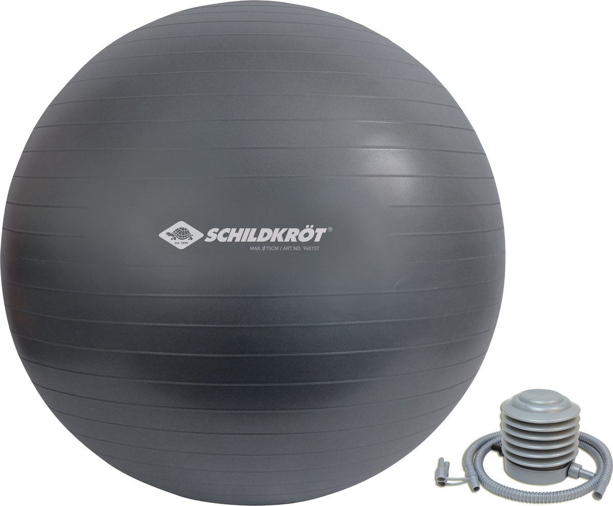 Schildkröt gymnastiekbal / fitnessbal, 75 cm doorsnede, grijs.