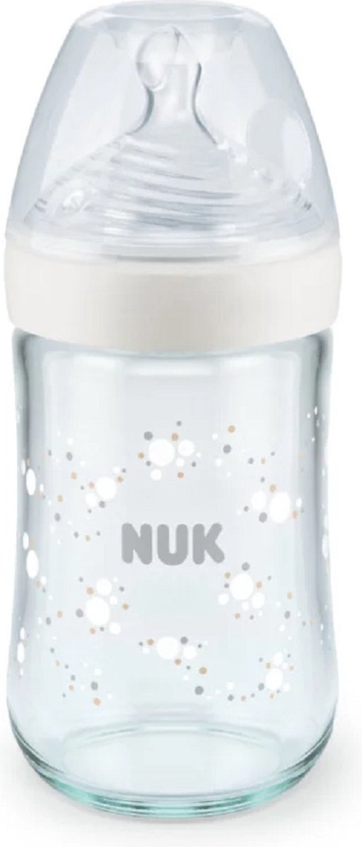 NUK biberon First Choice+ Flow Control, 6-18 mois, Contrôle de  température, Tétine en silicone, Valve anti-coliques, Sans BPA, 360 ml, Bleu