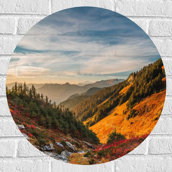 WallClassics - Muursticker Cirkel - North Cascades National Park - 60x60 cm Foto op Muursticker