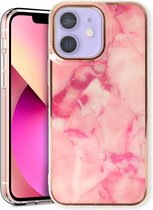 Casemania Hoesje Geschikt voor Apple iPhone 11 Roze - Siliconen Marmer Back Cover
