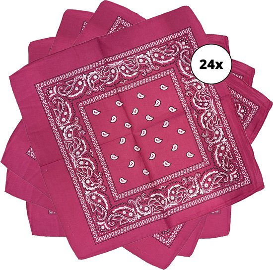 Bandana roze - boerenzakdoek roze - 53cm x 53cm - 24 stuks