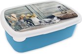 Broodtrommel Blauw - Lunchbox - Brooddoos - Stilleven - Keukengerei - Rustiek - 18x12x6 cm - Kinderen - Jongen