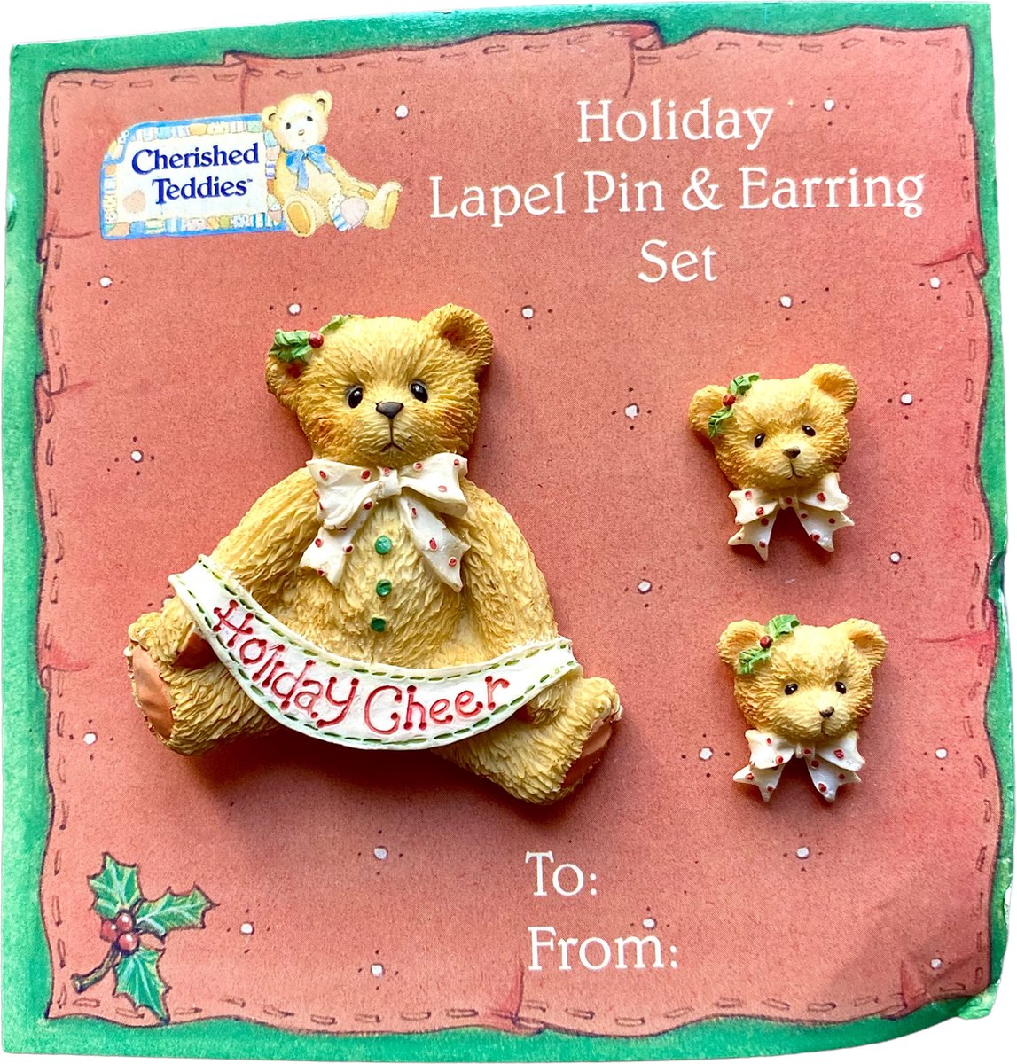 Cherished Teddies - Bearettes - Holliday - Lapel pin - Earring set - Oorbellen - Broche