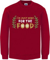 Kerst sweater - I'M JUST HERE FOR THE FOOD - kersttrui - ROOD - Medium - Unisex