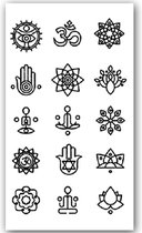 GlittersXL - Temporary Tattoo Religie (11x6cm) [Neptattoo - Tijdelijke tatoeage - Nep Fake Tattoos - Water overdraagbare festival sticker henna outfit tattoo - Glitter tattoo - Volwassenen Kinderen Jongen Meisje]