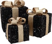 Sparkle giftbox black/gold 25x20cm set van 3 inclusief lampjes