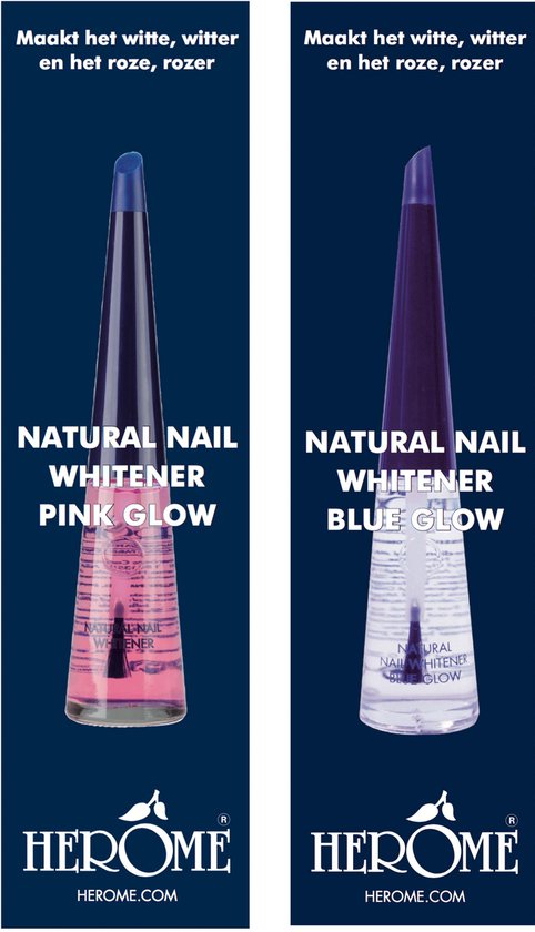 Herome Combi-Pack Natural Nail Whitener Pink Glow + Natural Nail Whitener  Blue Glow -... | bol.com