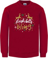 Kerst sweater - SLEIGH BELLS BLING - kersttrui - ROOD - Medium - Unisex