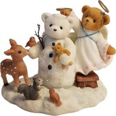 Cherished Teddies "Thanks for helping me get my wings" Angela, Angel with Snowman, Kerst 706809