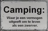 Wandbord – Camping - Caravan - Camper - Retro - Wanddecoratie – Reclame bord – Restaurant – Kroeg - Bar – Cafe - Horeca – Metal Sign – 20x30cm