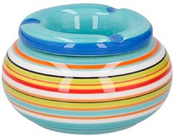 G.Wurm Storm asbak Casablanca - Keramiek - Blauw/multi kleuren - 11 x 6 cm