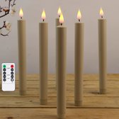 4 stuks Plastic Kaarsen Met Afstandsbediening - Beige - Flikkerende Vlam - Warm Licht - Diner Kaars - EXCLUSIEF AA Batterijen -