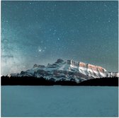 WallClassics - Poster Glossy - Montagnes sous le ciel étoilé - 100x100 cm Photo sur Papier Poster avec Finition Brillante