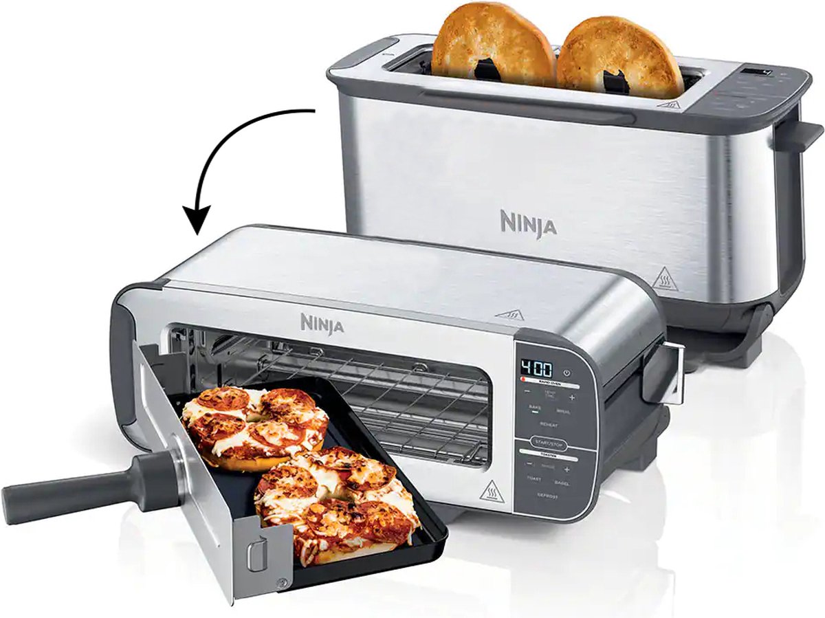 Ninja Foodi 3-in-1 Multifunctionele Toaster Grillplaat en Panini Maker 7 Roosterstanden RVS ST202EU