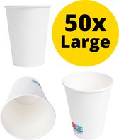 50x Wegwerp Papieren Bekers 350ml 12oz | Kartonnen Drinkbekers Wit | Witte Koffiebeker 50 stuks