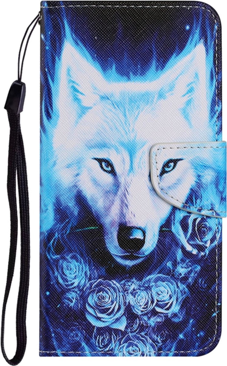 BookCover Hoes Etui voor Samsung Galaxy A13 - 5G Wolf - Blauw / Wit
