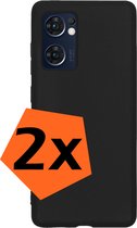 Hoesje Geschikt voor OPPO Find X5 Lite Hoesje Siliconen Cover Case - Hoes Geschikt voor OPPO X5 Lite Hoes Back Case - 2-PACK - Zwart