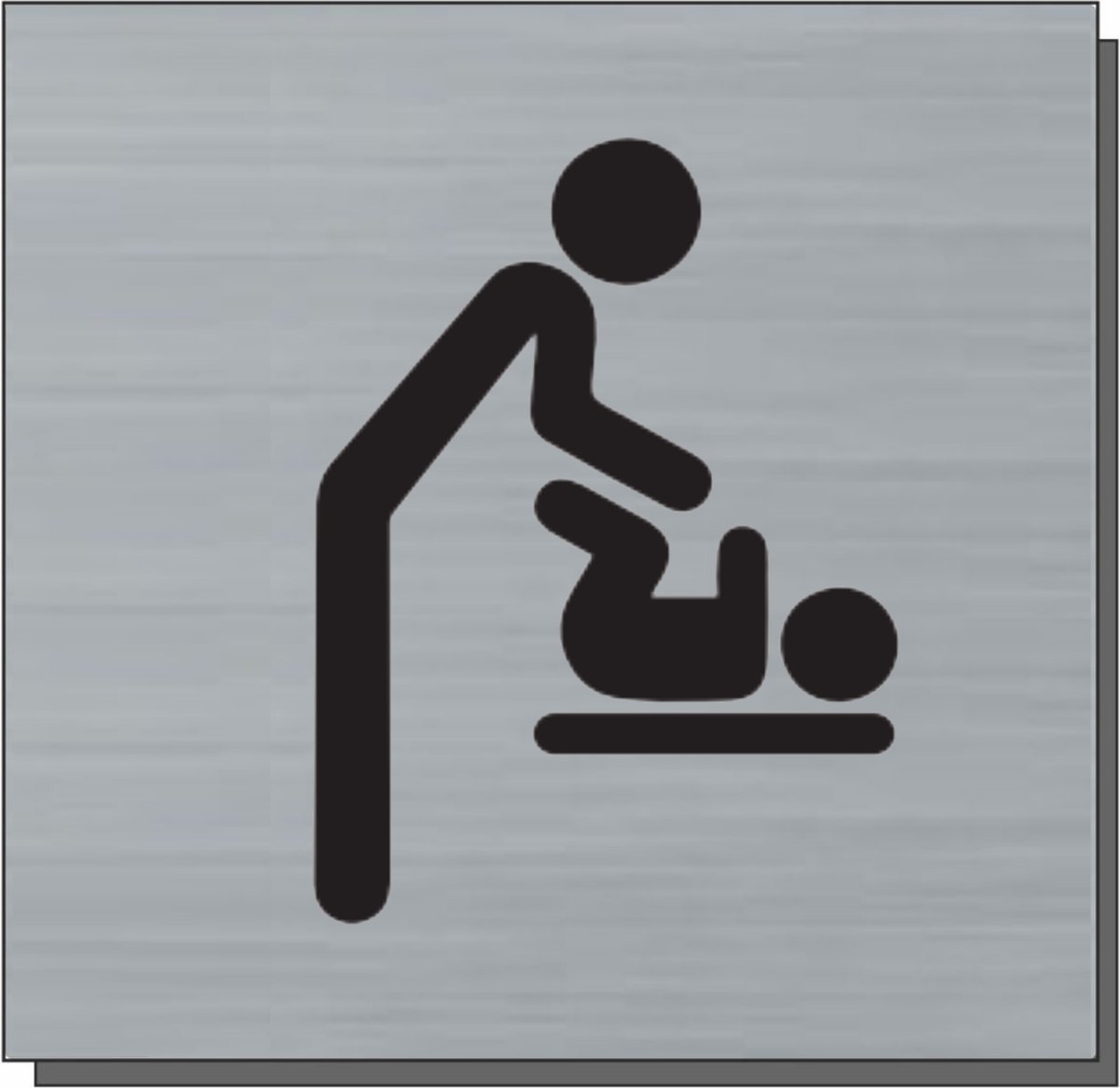 Deurbordje - bordje - Baby verschoon icoon heer - vierkant met RVS look