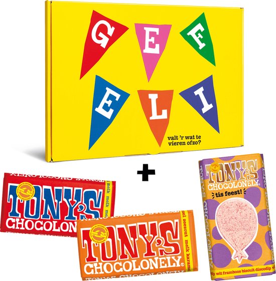 Tony’s Chocolonely Geschenkdoos met 3 smaken – Gefeliciteerd!