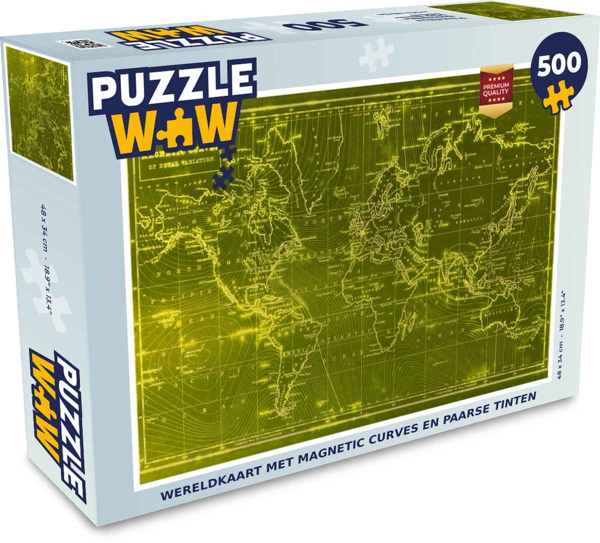 Puzzel Wereldkaart - Vintage - Paars - Legpuzzel - Puzzel 500 stukjes