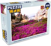 Puzzel Paarse bloemen groeien in het centrum van Funchal op Madeira - Legpuzzel - Puzzel 500 stukjes