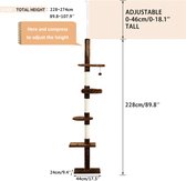 Colony Group -  In hoogte verstelbaar - Wolkenkrabber - Kattenkrabpaal - Krabpaal voor katten - Kattenspeeltjes - Hoge kattenkrabpaal - Katten - Bruin - 40x30x (230–260) cm