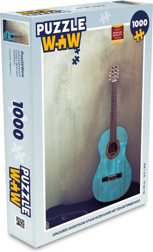 Puzzle Guitare acoustique colorée dans une pièce avec un mur en béton -  Puzzle -... | bol