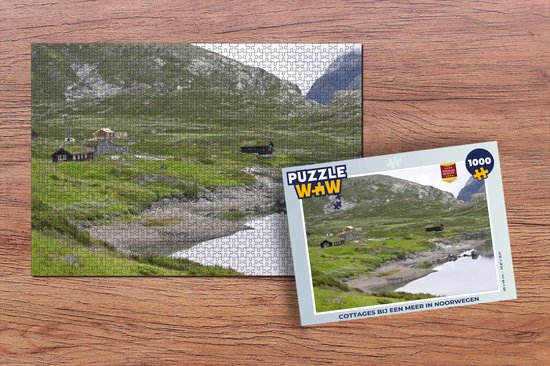 Puzzle Cottages au bord d'un lac en Norvège - Puzzle - Puzzle 1000 pièces adultes
