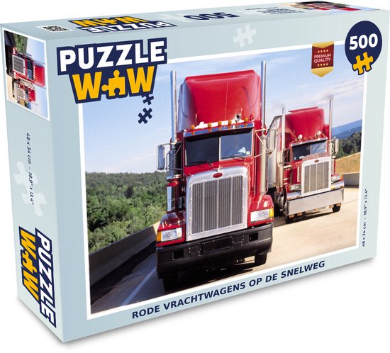 neem medicijnen Blazen cafe Puzzel Rode vrachtwagens op de snelweg - Legpuzzel - Puzzel 500 stukjes |  bol.com