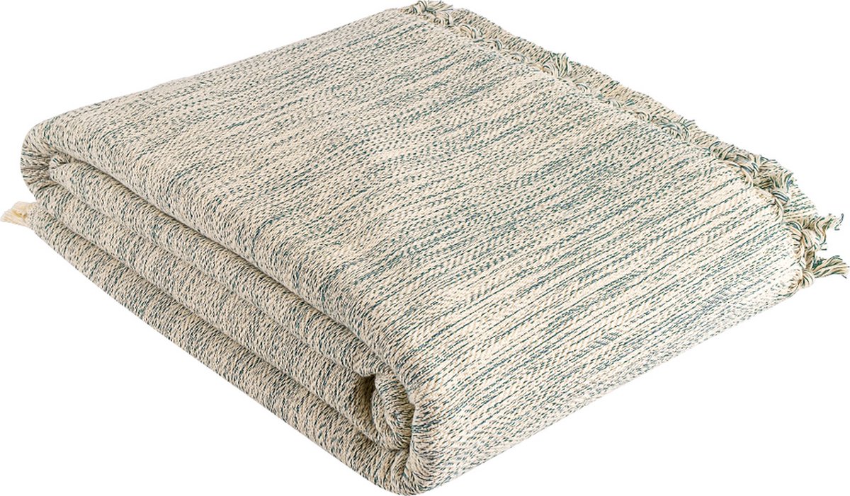 Trimita Duru - 100% Katoenen Sprei - Plaid Katoen - Fair Trade - Deken - 200x240 cm - Groen