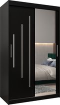 InspireMe - Armoire avec 2 portes coulissantes, Style moderne, Une armoire avec des étagères et un miroir (LxHxP): 120x200x62 - MALTESE II 120 Zwart Mat