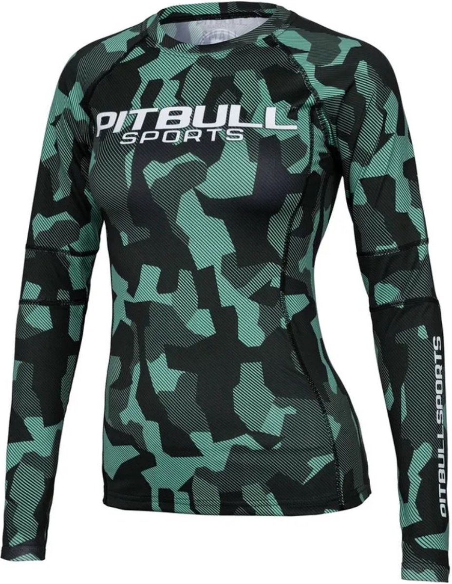 Pit Bull - Rashguard Long Sleeve - Compressie Shirt Dames Lange Mouwen -Camo Green - Groen - Maat L