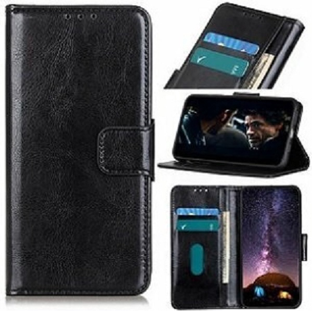 Nokia 3.4 Hoesje Met Pasjeshouder Bookcase Zwart