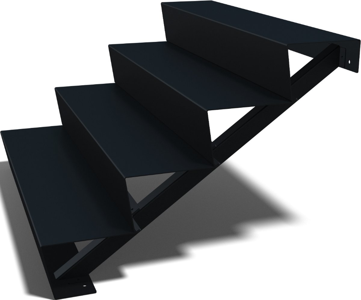 MySteel Zwarte trap New York 4-trede - Breedte: 120 cm x Hoogte: 68 cm