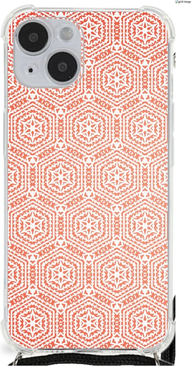iPhone 14 Plus Doorzichtige Silicone Hoesje Pattern Orange